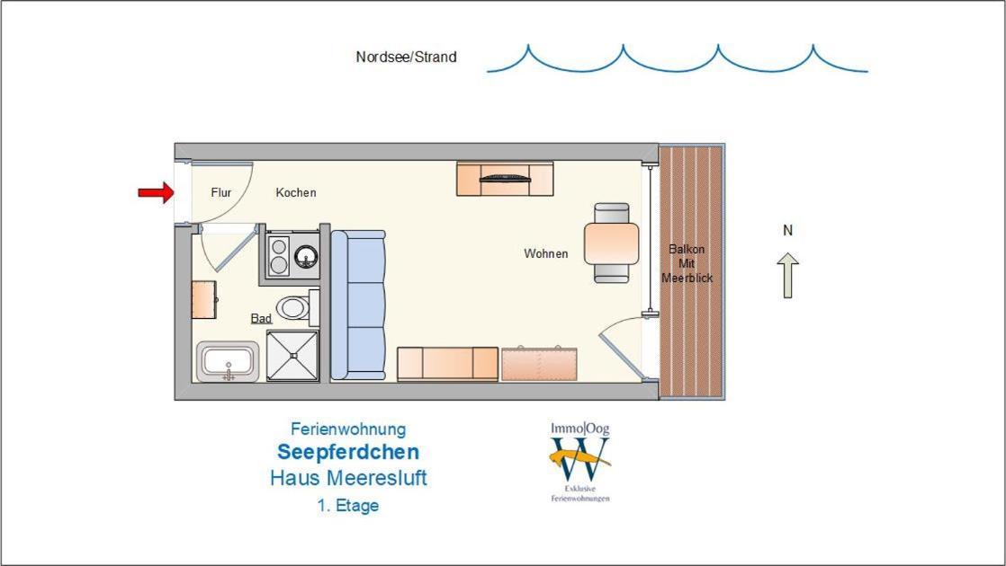 Seepferdchen - kuscheliges Apartment mit Meerblick-Balkon Wangerooge Exterior foto